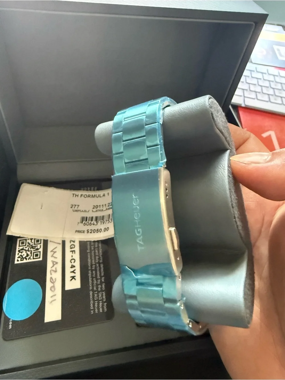 Tag Heuer Blue Metallic Stainless Steel Bracelet Watch